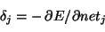 delta_j = - partial E/partial net_j